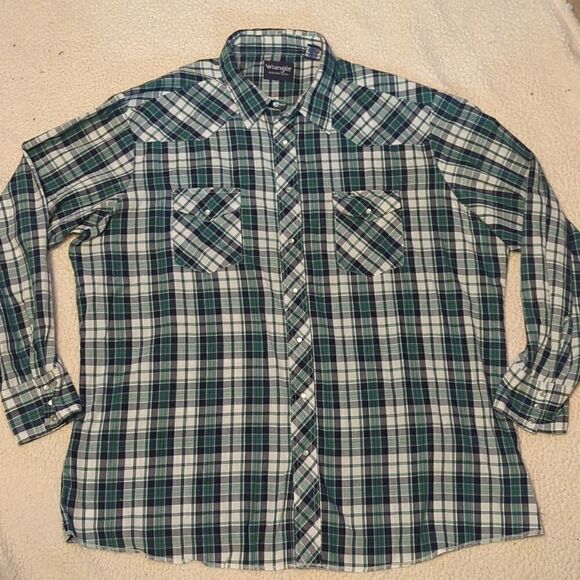 Men's 3XL Vintage Wrangler Western Shirts Long Sleeve Pearl Snap Button Up - Picture 1 of 8